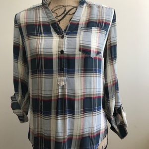 Plaid silky shirt
